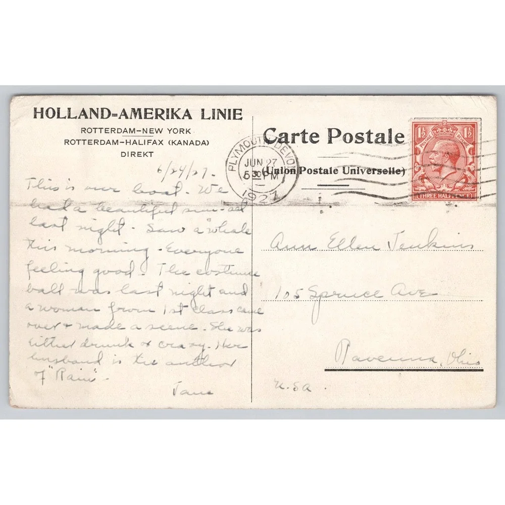 Holland‎ Amerika Line D D Veendam Ship Postcard Rotterdam New York Halifax